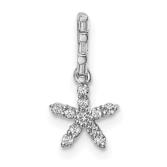 14k White Gold 1/10 carat Diamond Star Pendant