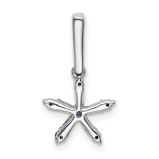 14k White Gold Blue Sapphire and Diamond Star Pendant