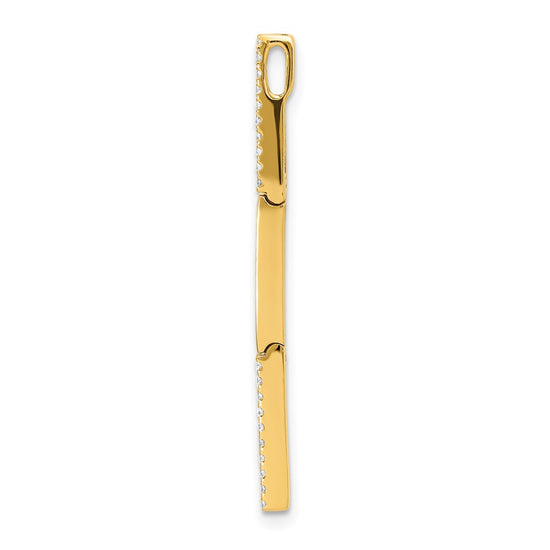 14k Polished 1/5 carat Diamond Rectangle Link Chain Slide