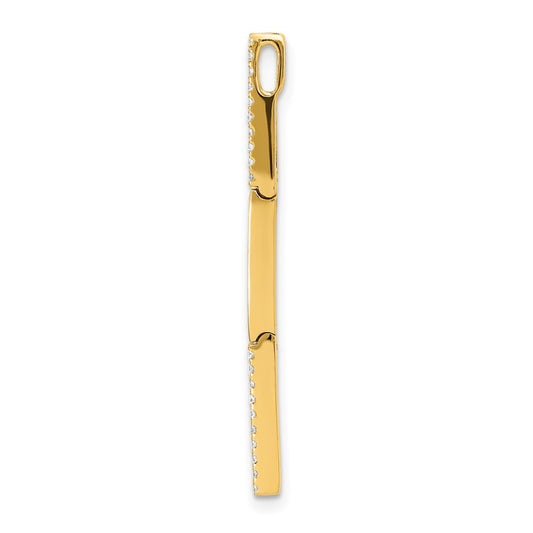 14k Polished 1/5 carat Diamond Rectangle Link Chain Slide