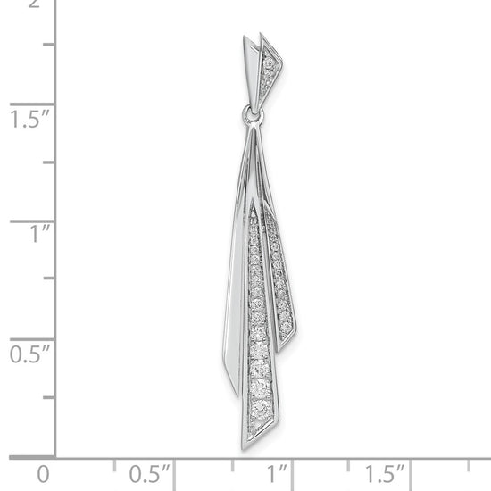 14k White Gold 1/4 carat Graduated Diamond Fancy Dangle Pendant