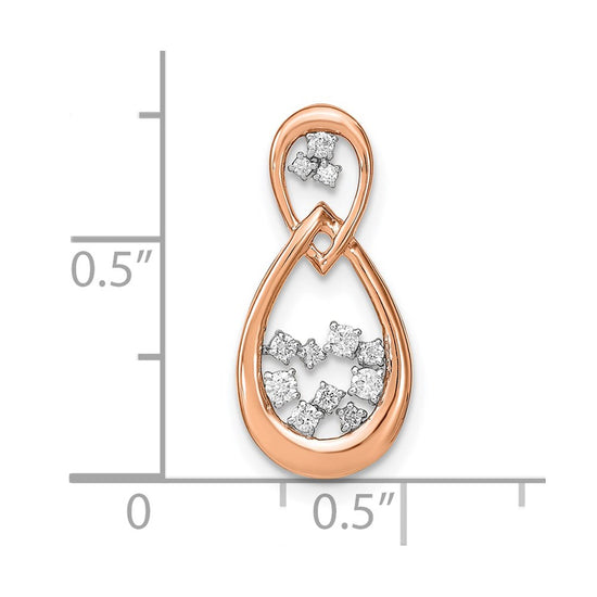 14k Rose Gold 1/8 carat Diamond Double Teardrop Chain Slide