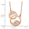 14k Rose Gold Polished 1/4 carat Diamond Interlocked Circles 18 inch Necklace