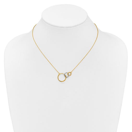 14k Two-tone Polished Triple Interlocked Circles 18 inch Necklace