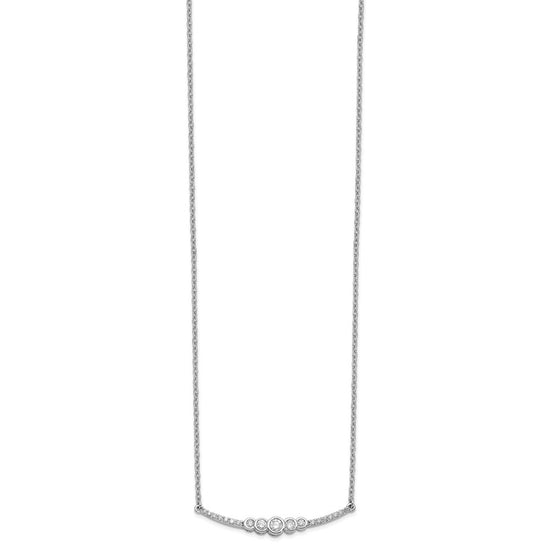 14k White Gold 1/5 carat Diamond Bezel-set Curved Bar 18 inch Necklace