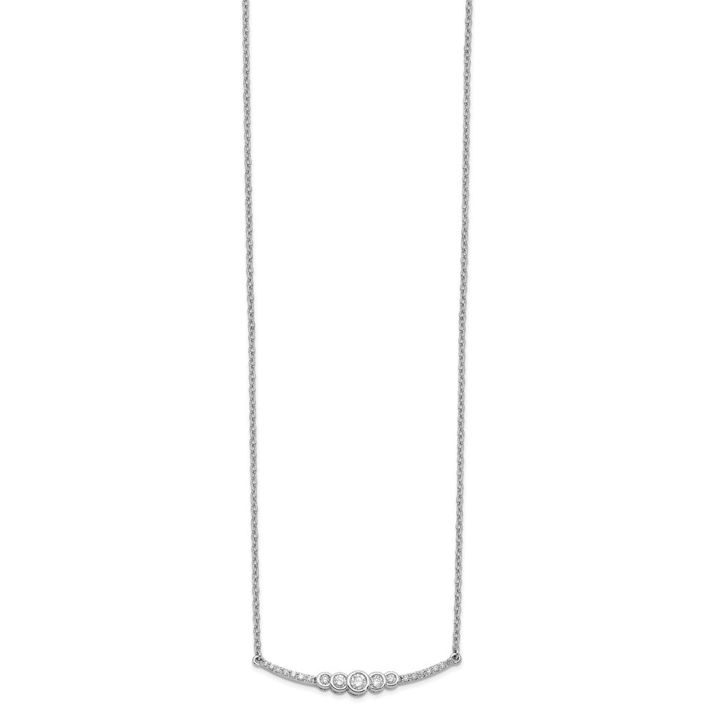 14k White Gold 1/5 carat Diamond Bezel-set Curved Bar 18 inch Necklace