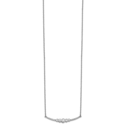 14k White Gold 1/5 carat Diamond Bezel-set Curved Bar 18 inch Necklace