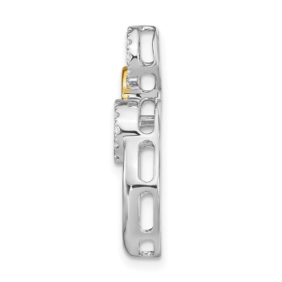 14k Two-tone Polished 1/6 carat Diamond Circles Chain Slide