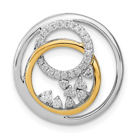 14k Two Tone 1/5 carat Lab Grown Diamond VS/SI+ G+ Complete Circle Cluster Chain Slide Pendant
