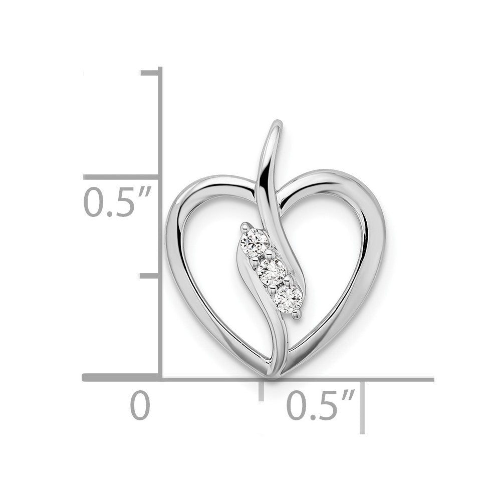 Gold Lab Grown Diamond 3-Stone Heart Chain Slide