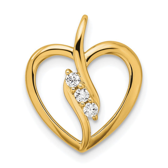 Gold Lab Grown Diamond 3-Stone Heart Chain Slide