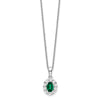 14k White Gold 1/2 carat Lab Grown Diamond VS/SI+ G+ and Oval Lab Created Emerald Complete 18 inch Halo Pendant Necklace