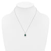 14k White Gold 1/2 carat Lab Grown Diamond VS/SI+ G+ and Oval Lab Created Emerald Complete 18 inch Halo Pendant Necklace