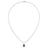 14k White Gold 1/2 carat Lab Grown Diamond VS/SI+ G+ and Oval Lab Created Emerald Complete 18 inch Halo Pendant Necklace
