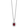 14k White Gold 1/2 carat Lab Grown Diamond VS/SI+ G+ and Oval Lab Created Ruby Complete 18 inch Halo Pendant Necklace