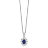 14k White Gold 1/2 carat Lab Grown Diamond VS/SI+ G+ and Oval Lab Created Blue Sapphire Complete 18 inch Halo Pendant Necklace