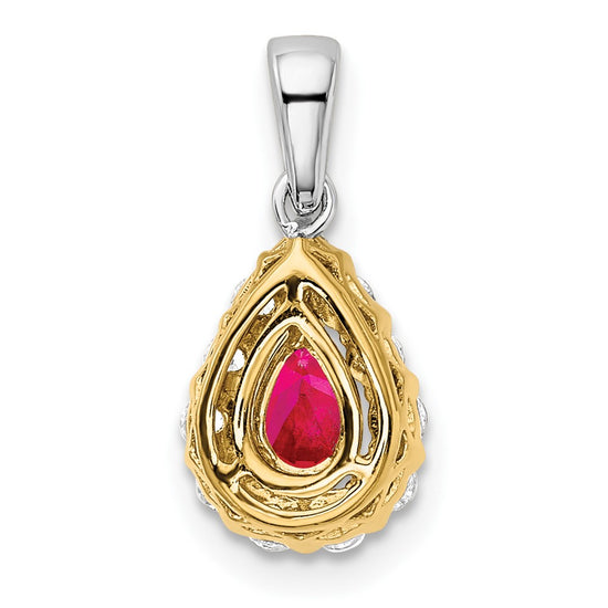 Pear Gemstone and Diamond Halo Pendants