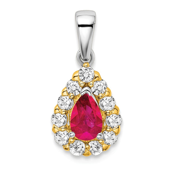 Pear Gemstone and Diamond Halo Pendants