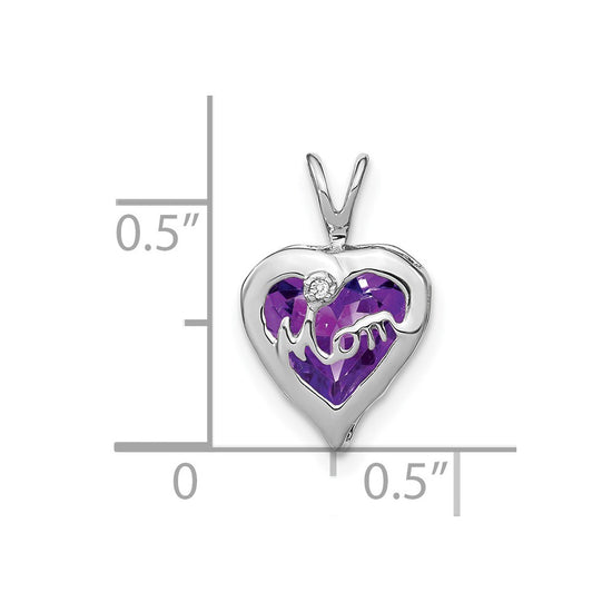 Gemstone and Diamond MOM Heart Pendants