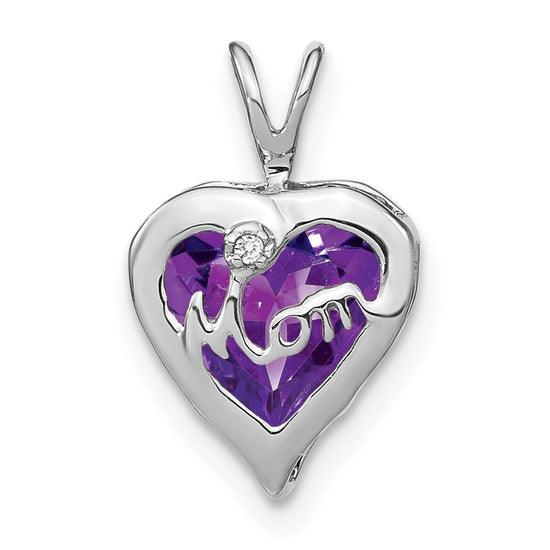 Gemstone and Diamond MOM Heart Pendants