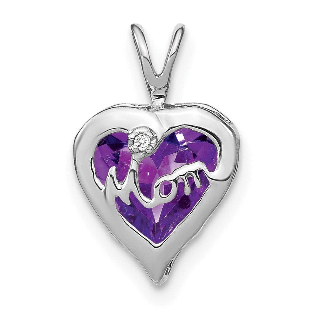 Gemstone and Diamond MOM Heart Pendants