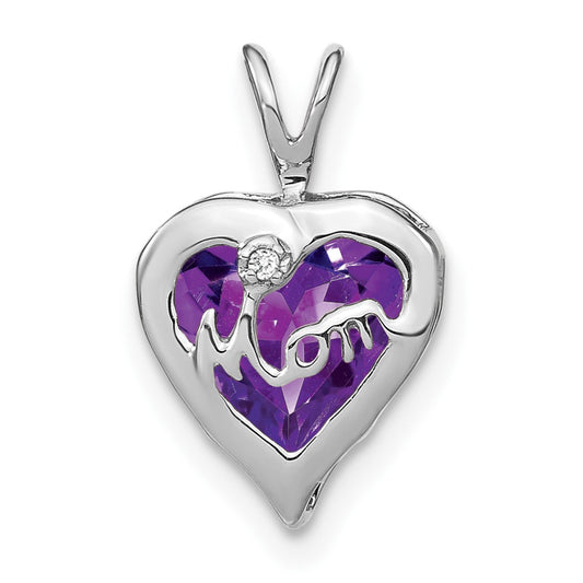 Gemstone and Diamond MOM Heart Pendants