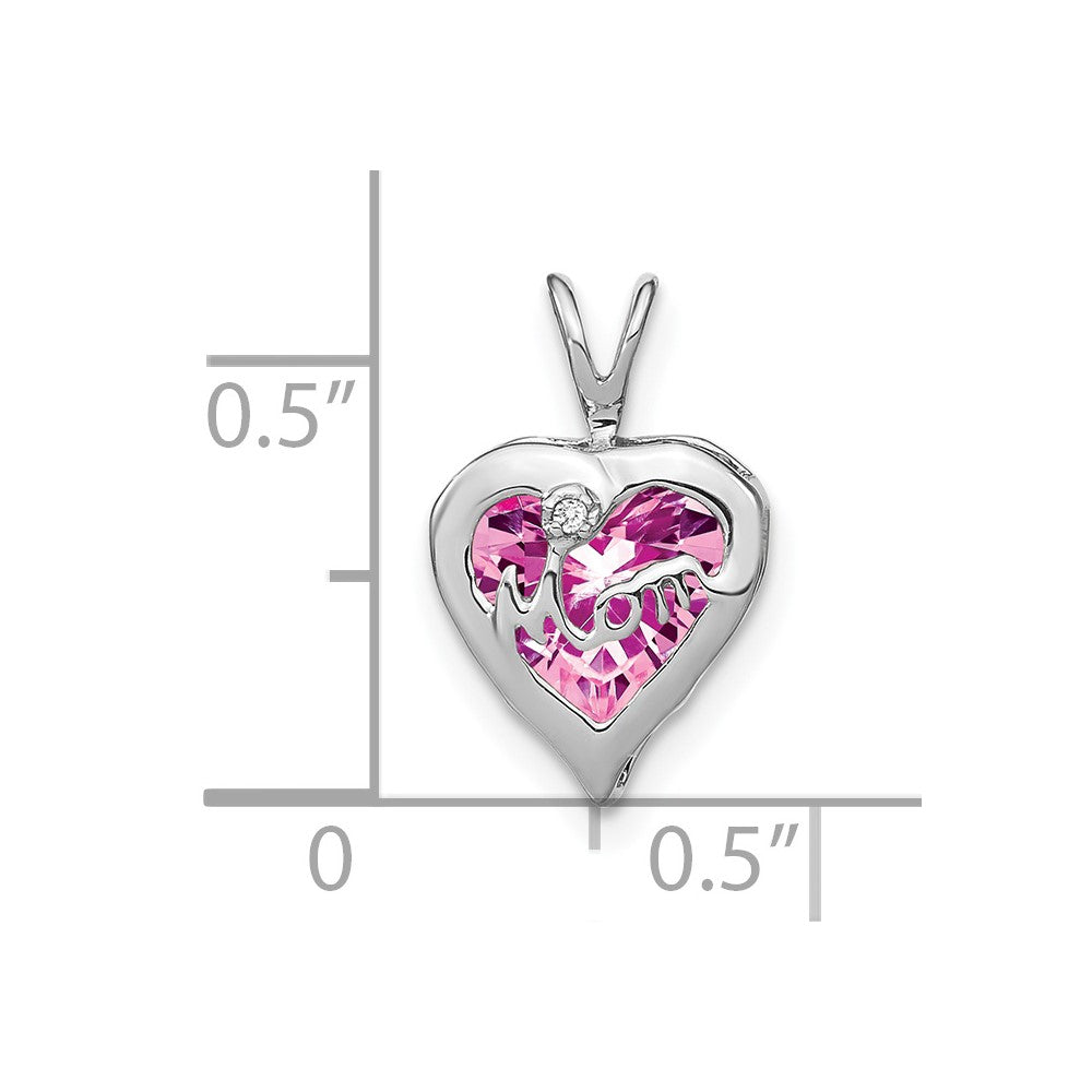 Gemstone and Diamond MOM Heart Pendants