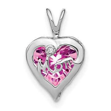 Gemstone and Diamond MOM Heart Pendants