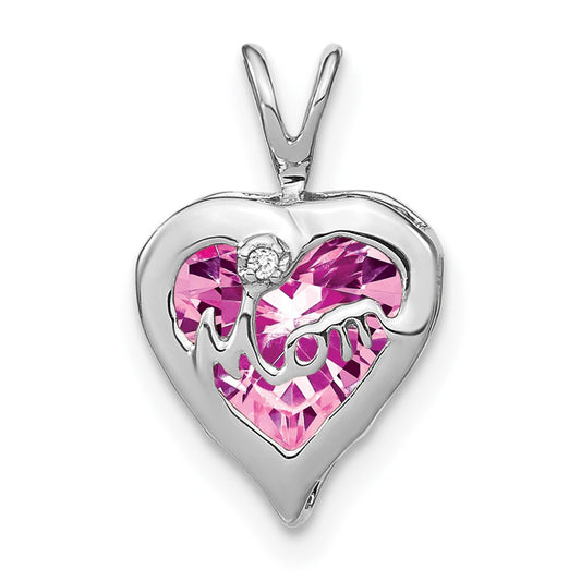 Gemstone and Diamond MOM Heart Pendants
