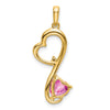 14k Lab Created Pink Sapphire and Diamond Heart Pendant