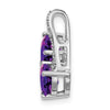 14k White Gold Amethyst and Diamond 2-Hearts Pendant
