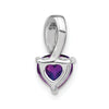 14k White Gold Heart 6mm Amethyst and Diamond Chain Slide