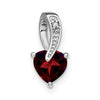 14k White Gold Heart 6mm Garnet and Diamond Chain Slide