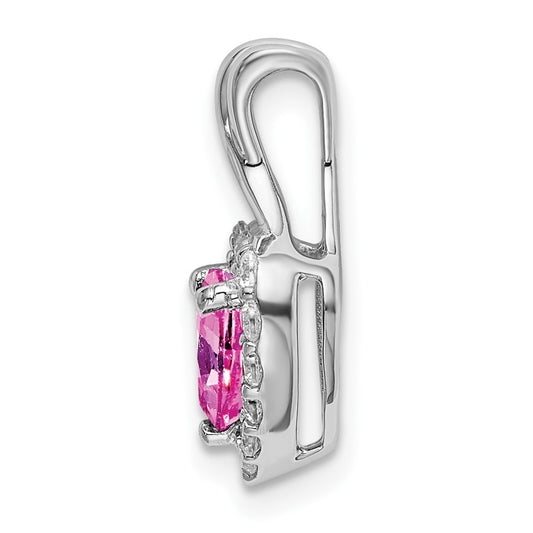 Created Pink Sapphire & Diamond Heart Pendants