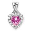 Created Pink Sapphire & Diamond Heart Pendants