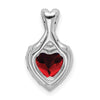 14k White Gold Garnet and Diamond Halo Heart Pendant