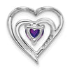 14k White Gold Amethyst and Diamond Heart Chain Slide