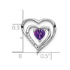 14k White Gold Amethyst and Diamond Heart Chain Slide