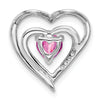 14k White Gold Lab Created Pink Sapphire and Diamond Heart Pendant