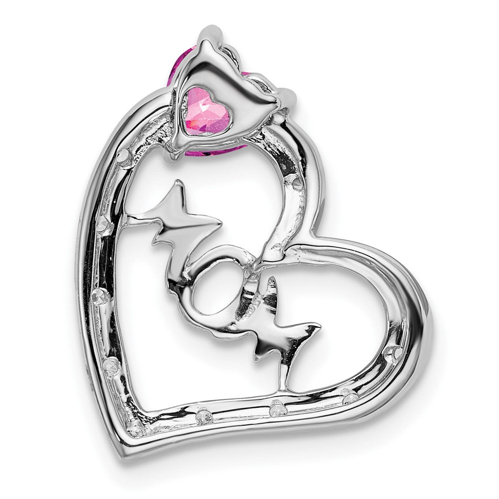 Gemstone and Diamond MOM Heart Pendants
