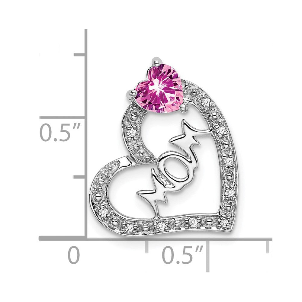 Gemstone and Diamond MOM Heart Pendants