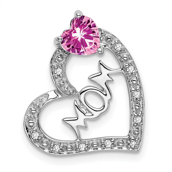 Gemstone and Diamond MOM Heart Pendants