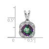 14k White Gold 7mm Cushion Mystic Fire Topaz and Diamond Pendant