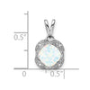 14k White Gold Cushion Lab Created Opal and Diamond Pendant