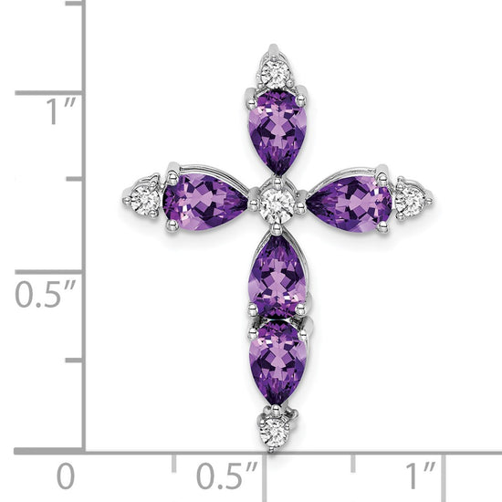 Pear Gemstone & Diamond Cross Chain Slides