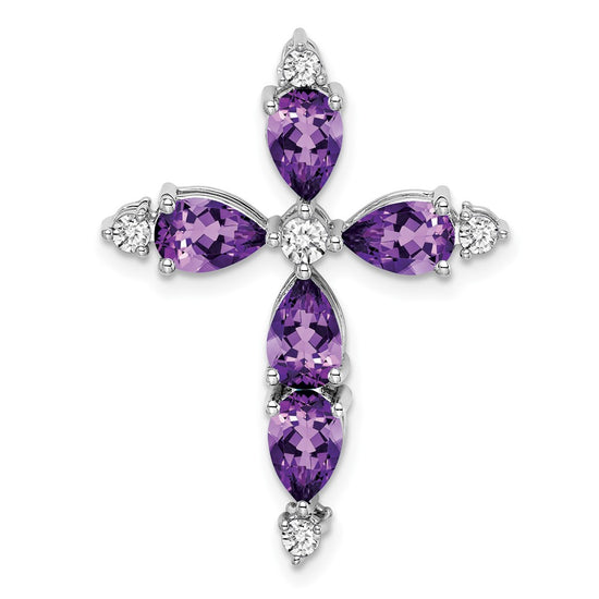 Pear Gemstone & Diamond Cross Chain Slides