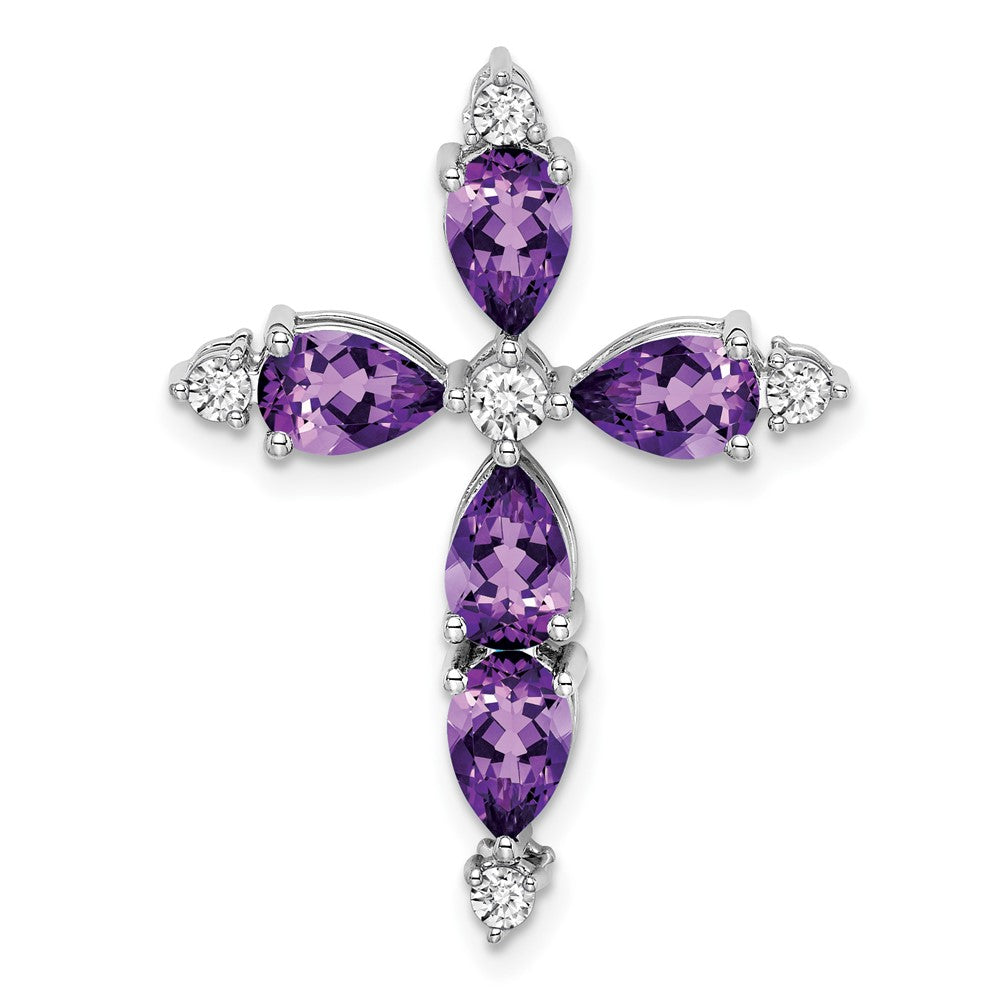 Pear Gemstone & Diamond Cross Chain Slides