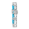 10K White Gold Pear Blue Topaz and 1/15 carat Diamond Cross Chain Slide