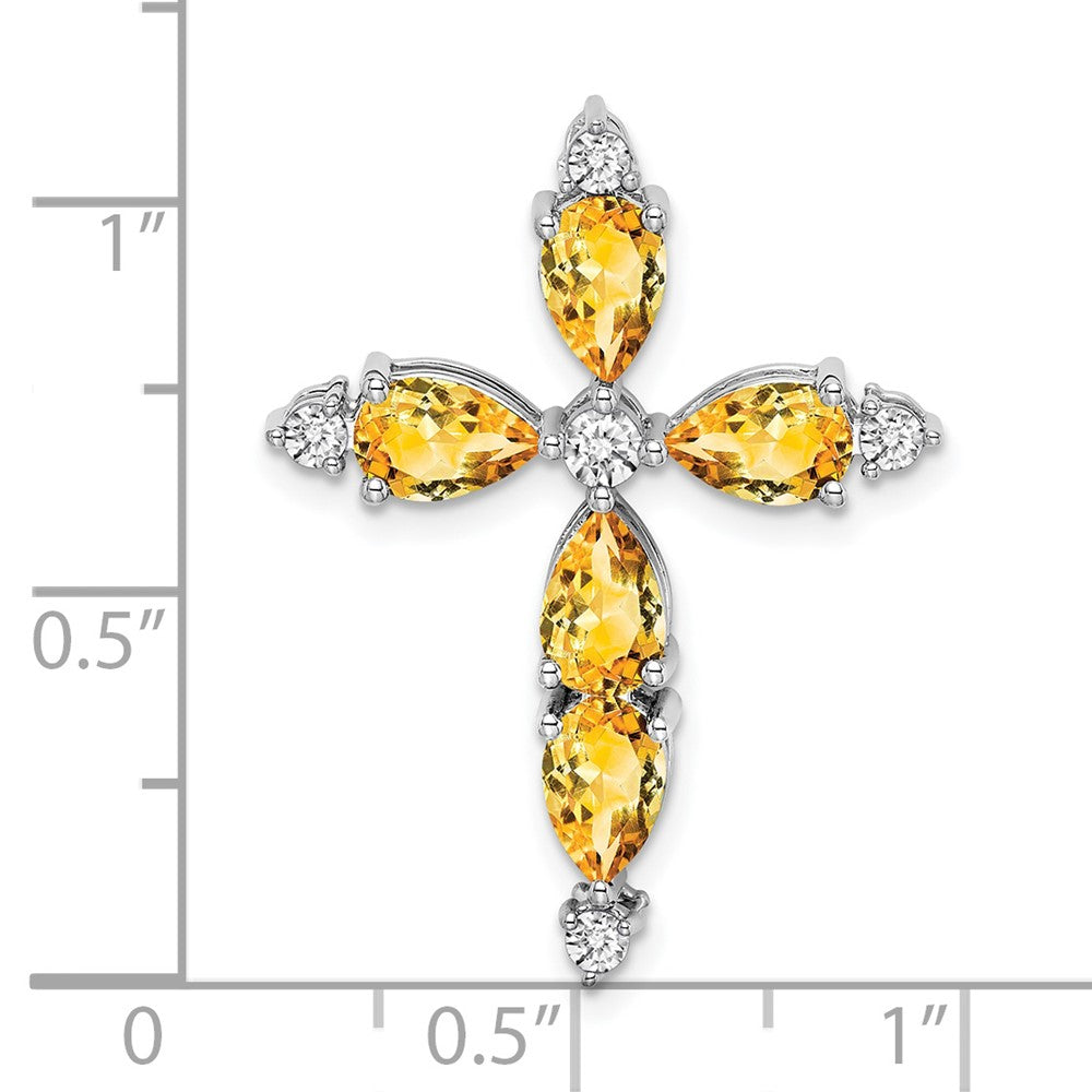 Pear Gemstone & Diamond Cross Chain Slides