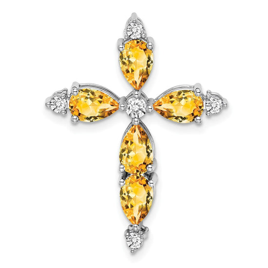 Pear Gemstone & Diamond Cross Chain Slides